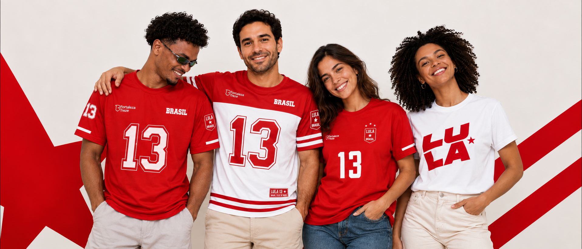 Quatro modelos vestindo camisas da Fortaleza 13